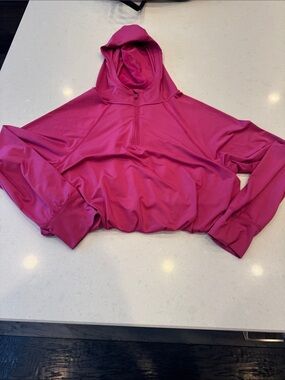 Athleta Hot Pink Half-Zip Hoodie cropped hoodie size girls 12. See measurements